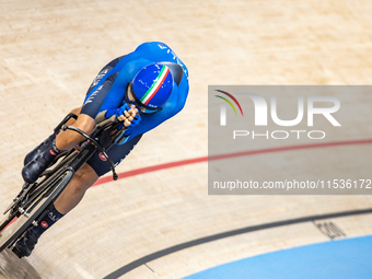 Bernard Lorenzo with pilot Plebani Davide of Italy in action during the Para Cycling Track - Men's B 1000m Time Trial at the National Velodr...