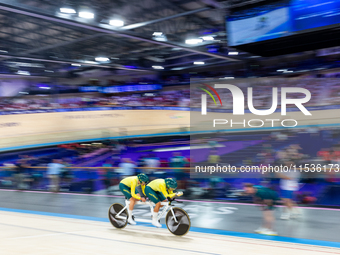 Gallagher Jessica (B) with the pilot Ward Caitlin of Australia competes in the Para Cycling Track - Women's B 3000m Individual Pursuit at th...