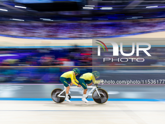 Gallagher Jessica (B) with the Pilot Ward Caitlin of Australia in action during the Para Cycling Track - Women's B 3000m Individual Pursuit...