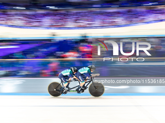 Healion Josephine (B) with Pilot Kelly Linda of Ireland compete in the Para Cycling Track - Women's B 3000m Individual Pursuit at the Nation...