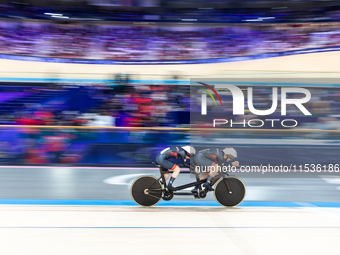 Unwin Sophie with the pilot Holl Jenny of the UK competes in the Para Cycling Track - Women's B 3000m Individual Pursuit at the National Vel...