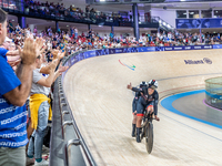 Unwin Sophie with the pilot Holl Jenny of the UK competes in the Para Cycling Track - Women's B 3000m Individual Pursuit at the National Vel...