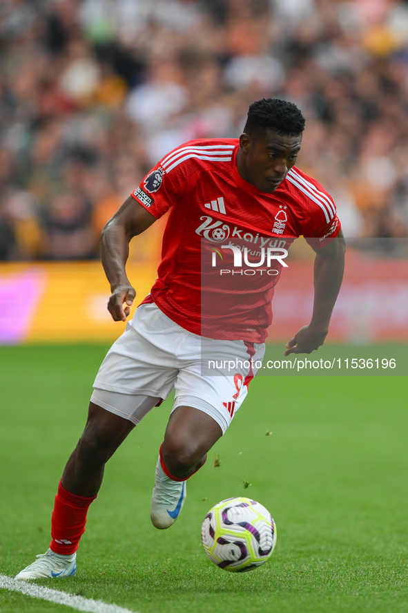 Taiwo Awoniyi of Nottingham Forest during the Premier League match between Nottingham Forest and Wolverhampton Wanderers at the City Ground...