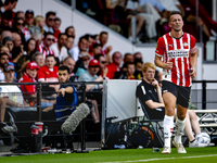 PSV player Luuk de Jong gets injured during the match PSV vs. Go Ahead Eagles at the Philips Stadium for the Dutch Eredivisie 4th round seas...