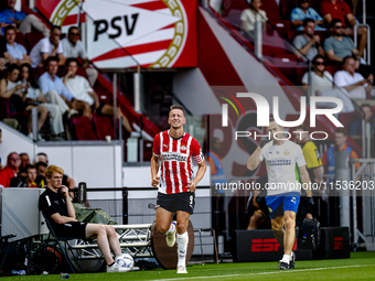 PSV player Luuk de Jong gets injured during the match PSV vs. Go Ahead Eagles at the Philips Stadium for the Dutch Eredivisie 4th round seas...