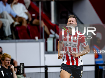 PSV player Luuk de Jong gets injured during the match PSV vs. Go Ahead Eagles at the Philips Stadium for the Dutch Eredivisie 4th round seas...