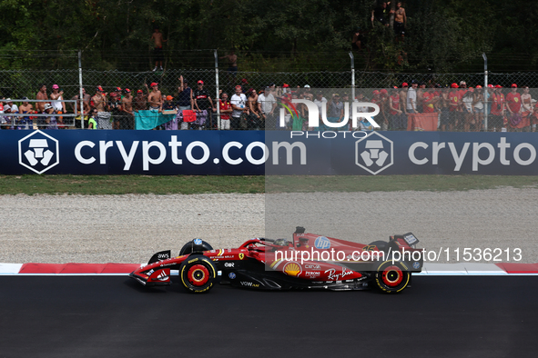 Charles Leclerc of Ferrari during the Formula 1 Italian Grand Prix at Autodromo Nazionale di Monza in Monza, Italy on September 1, 2024. 