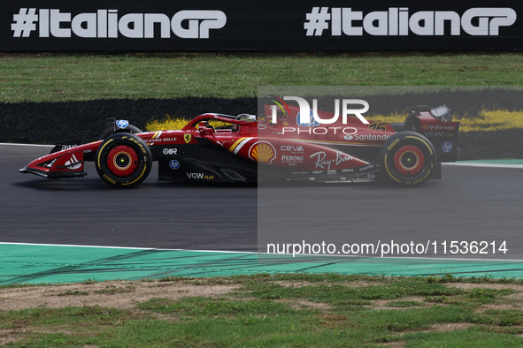 Charles Leclerc of Ferrari during the Formula 1 Italian Grand Prix at Autodromo Nazionale di Monza in Monza, Italy on September 1, 2024. 