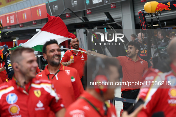 Ferrari team after the Formula 1 Italian Grand Prix at Autodromo Nazionale di Monza in Monza, Italy on September 1, 2024. 