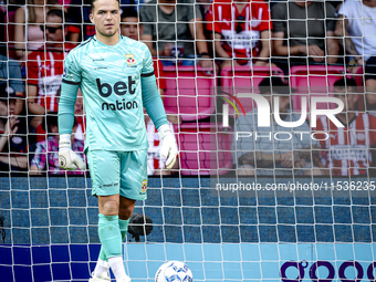 Go Ahead Eagles goalkeeper Luca Plogmann during the match PSV vs. Go Ahead Eagles at the Philips Stadium for the Dutch Eredivisie 4th round...