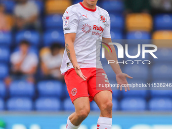 Kayden Huges of Fleetwood Town during the Sky Bet League 2 match between AFC Wimbledon and Fleetwood Town at Plough Lane in Wimbledon, Engla...