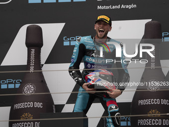 Jake Dixon (96) of the CFMOTO Inde Aspar Team rides a KALEX during the Moto2 race at the Moto Grand Prix GoPro of Aragon at the Motorland ci...