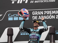 Jake Dixon (96) of the CFMOTO Inde Aspar Team rides a KALEX during the Moto2 race at the Moto Grand Prix GoPro of Aragon at the Motorland ci...