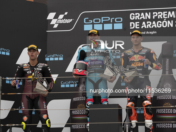 Winner podium: 14 Arbolino Tony MOTO2 (TArb) ITA Elf Marc VDS Racing Team KALEX, 96 Dixon Jake MOTO2 (JDix) GBR CFMOTO Inde Aspar Team KALEX...