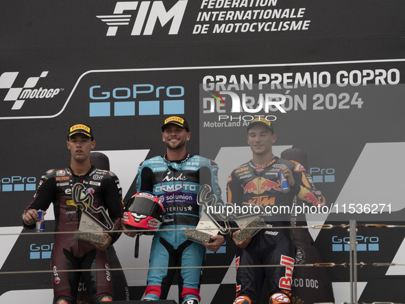 Winners podium: 14 Arbilino Tony MOTO2 (TArb) ITA Elf Marc VDS Racing Team KALEX, 96 Dixon Jake MOTO2 (JDix) GBR CFMOTO Inde Aspar Team KALE...