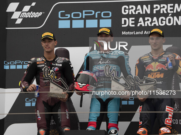 Winners podium: 14 Arbilino Tony MOTO2 (TArb) ITA Elf Marc VDS Racing Team KALEX, 96 Dixon Jake MOTO2 (JDix) GBR CFMOTO Inde Aspar Team KALE...