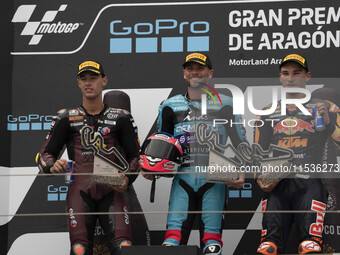 Winners podium: 14 Arbilino Tony MOTO2 (TArb) ITA Elf Marc VDS Racing Team KALEX, 96 Dixon Jake MOTO2 (JDix) GBR CFMOTO Inde Aspar Team KALE...