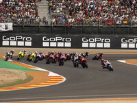 The MotoGP race starts during the Moto Grand Prix GoPro of Aragon Grand Prix race on Sunday at the Motorland circuit in Alcaniz, Spain, on S...