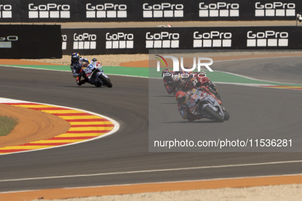 Marc Marquez (Spa-Gresini Racing Ducati) and Pedro Acosta (Spa-GASGAS Factory Racing) during the Moto Grand Prix GoPro of Aragon Grand Prix...