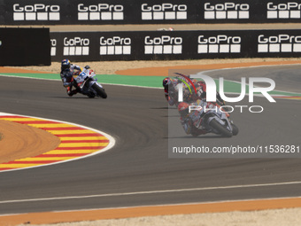 Marc Marquez (Spa-Gresini Racing Ducati) and Pedro Acosta (Spa-GASGAS Factory Racing) during the Moto Grand Prix GoPro of Aragon Grand Prix...