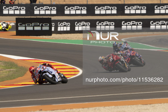 Marc Marquez (Spa-Gresini Racing Ducati), Pedro Acosta (Spa-GASGAS Factory Racing), and Jorge Martin (Spa-Pramac Racing Ducati) participate...