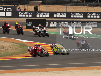 Enea Bastianini (Ita-Ducati Lenovo Team) and Fabio Di Giannantonio (Ita-VR46 Team Ducati) participate in the Moto Grand Prix GoPro of Aragon...