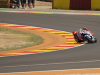 Marc Marquez (Spa-Gresini Racing Ducati) participates in the Moto Grand Prix GoPro of Aragon Grand Prix Race MotoGP on Sunday at the Motorla...