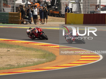 Jorge Martin (Spa-Pramac Racing Ducati) and Pedro Acosta (Spa-GASGAS Factory Racing) during the Moto Grand Prix GoPro of Aragon Grand Prix R...