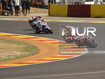 Jorge Martin (89, Spa-Pramac Racing Ducati), Pedro Acosta (31, Spa-GASGAS Factory Racing), and Alex Marquez (73, Spa-Gresini Racing Ducati)...