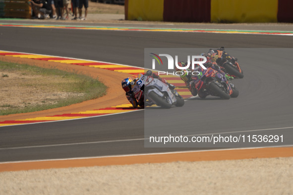 Alex Marquez (Spa-Gresini Racing Ducati) and Franco Morbidelli (Ita-Pramac Racing Ducati) participate in the Moto Grand Prix GoPro of Aragon...