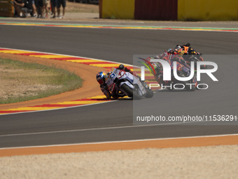 Alex Marquez (Spa-Gresini Racing Ducati) and Franco Morbidelli (Ita-Pramac Racing Ducati) participate in the Moto Grand Prix GoPro of Aragon...