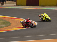 Enea Bastianini (Ita-Ducati Lenovo Team) and Fabio Di Giannantonio (Ita-VR46 Team Ducati) participate in the Moto Grand Prix GoPro of Aragon...