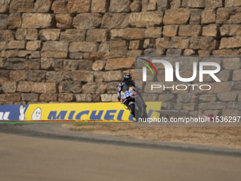 Alex Marquez (Spa-Gresini Racing Ducati) participates in the Moto Grand Prix GoPro of Aragon Grand Prix Race MotoGP on Sunday at the Motorla...