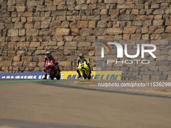 Enea Bastianini (Ita-Ducati Lenovo Team) and Fabio Di Giannantonio (Ita-VR46 Team Ducati) participate in the Moto Grand Prix GoPro of Aragon...