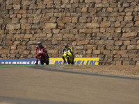 Enea Bastianini (Ita-Ducati Lenovo Team) and Fabio Di Giannantonio (Ita-VR46 Team Ducati) participate in the Moto Grand Prix GoPro of Aragon...