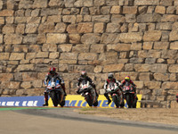 Raul Fernandez (Spa-Aprilia Racing), Takaaki Nakagami (Gia-Honda LCR), Johann Zarco (Fra-Honda LCR), and Aleix Espargaro (Spa-Aprilia Racing...