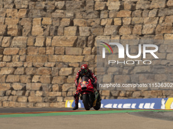 Augusto Fernandez (Spa-GASGAS Factory Racing) participates in the Moto Grand Prix GoPro of Aragon Grand Prix Race MotoGP on Sunday at the Mo...