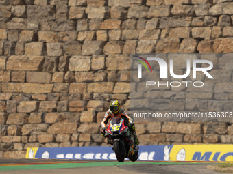 Joan Mir (Spa-Repsol Honda Team) participates in the Moto Grand Prix GoPro of Aragon Grand Prix Race MotoGP on Sunday at the Motorland circu...