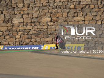 Jorge Martin (Spa-Pramac Racing Ducati) participates in the Moto Grand Prix GoPro of Aragon Grand Prix Race MotoGP on Sunday at the Motorlan...