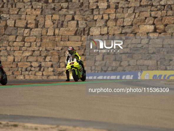 Fabio Di Giannantonio (Ita-VR46 Team Ducati) participates in the Moto Grand Prix GoPro of Aragon Grand Prix Race MotoGP on Sunday at the Mot...