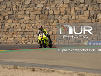 Fabio Di Giannantonio (Ita-VR46 Team Ducati) participates in the Moto Grand Prix GoPro of Aragon Grand Prix Race MotoGP on Sunday at the Mot...