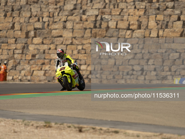 Fabio Di Giannantonio (Ita-VR46 Team Ducati) participates in the Moto Grand Prix GoPro of Aragon Grand Prix Race MotoGP on Sunday at the Mot...