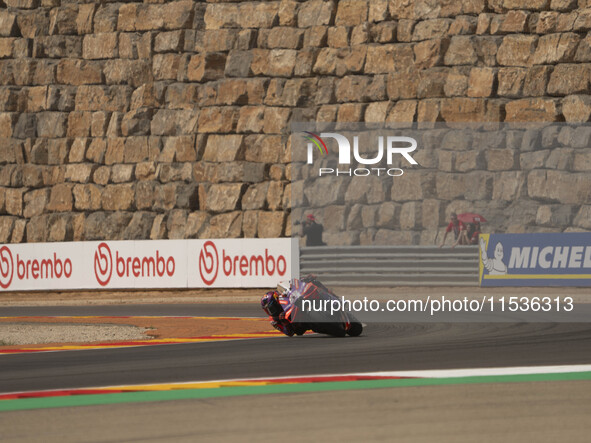 Jorge Martin (Spa-Pramac Racing Ducati) participates in the Moto Grand Prix GoPro of Aragon Grand Prix Race MotoGP on Sunday at the Motorlan...