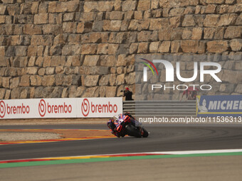 Jorge Martin (Spa-Pramac Racing Ducati) participates in the Moto Grand Prix GoPro of Aragon Grand Prix Race MotoGP on Sunday at the Motorlan...