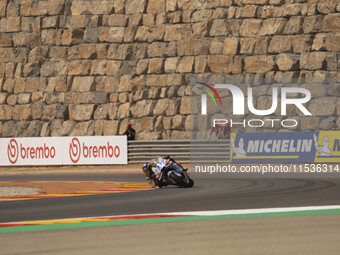 Alex Marquez (Spa-Gresini Racing Ducati) participates in the Moto Grand Prix GoPro of Aragon Grand Prix Race MotoGP on Sunday at the Motorla...