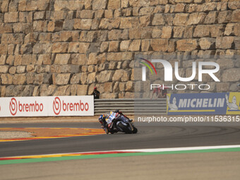 Alex Marquez (Spa-Gresini Racing Ducati) participates in the Moto Grand Prix GoPro of Aragon Grand Prix Race MotoGP on Sunday at the Motorla...