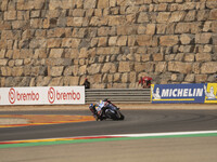 Alex Marquez (Spa-Gresini Racing Ducati) participates in the Moto Grand Prix GoPro of Aragon Grand Prix Race MotoGP on Sunday at the Motorla...