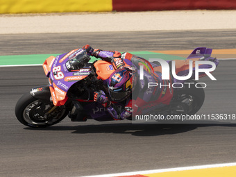 Jorge Martin (Spa-Pramac Racing Ducati) participates in the Moto Grand Prix GoPro of Aragon Grand Prix Race MotoGP on Sunday at the Motorlan...