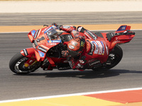 Francesco Bagnaia (Ita-Ducati Lenovo Team) participates in the Moto Grand Prix GoPro of Aragon Grand Prix Race MotoGP on Sunday at the Motor...