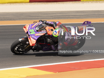 Franco Morbidelli (Ita-Pramac Racing Ducati) participates in the Moto Grand Prix GoPro of Aragon Grand Prix Race MotoGP on Sunday at the Mot...